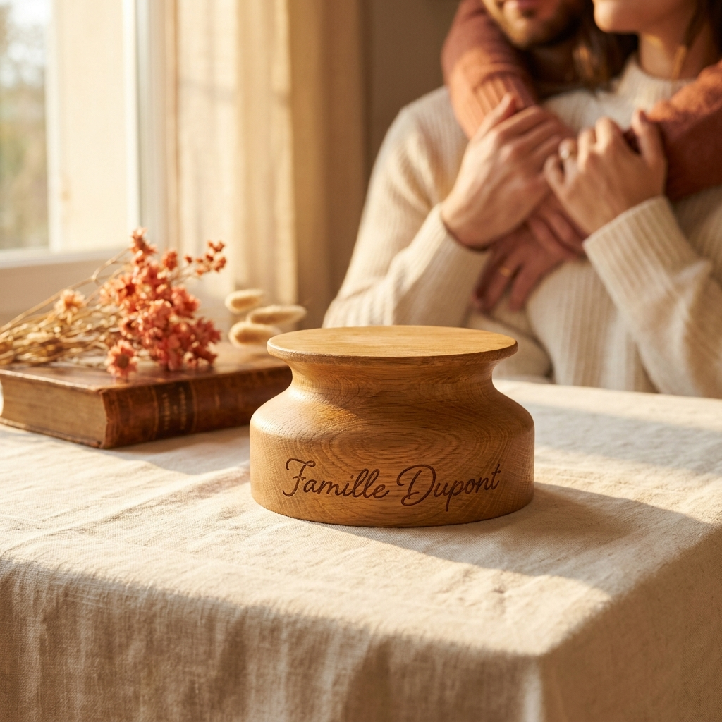 Socle gravé personnalisé en bois oak avec gravure